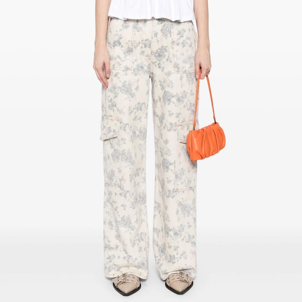 NWT GANNI Off-White Floral Tofu Printed Angi Jeans